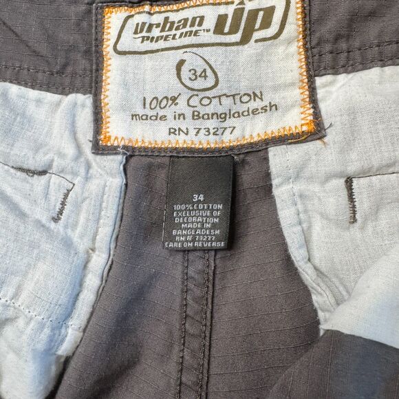 VTG Urban Pipeline Cargo Shorts Men's 34 Brown Cotton Ripstop Pockets Y2K Skater - Picture 3 of 13